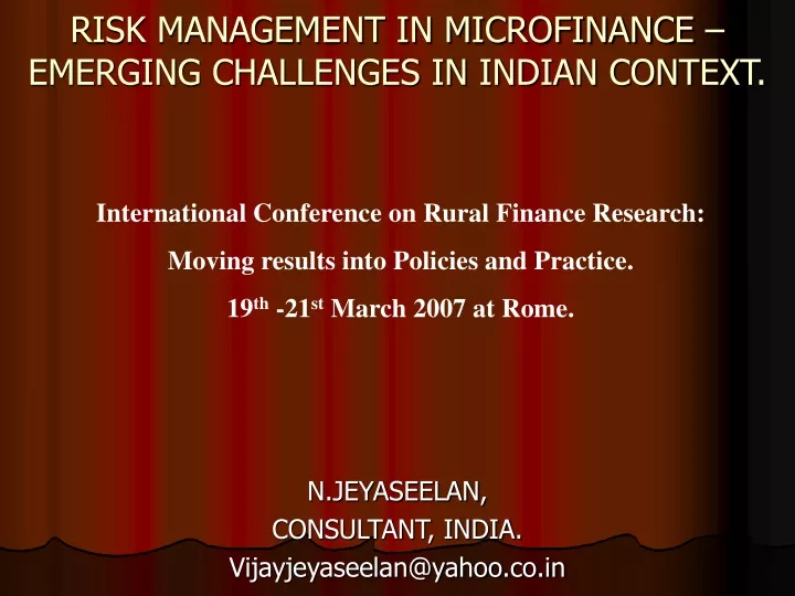 risk management in microfinance emerging challenges in indian context