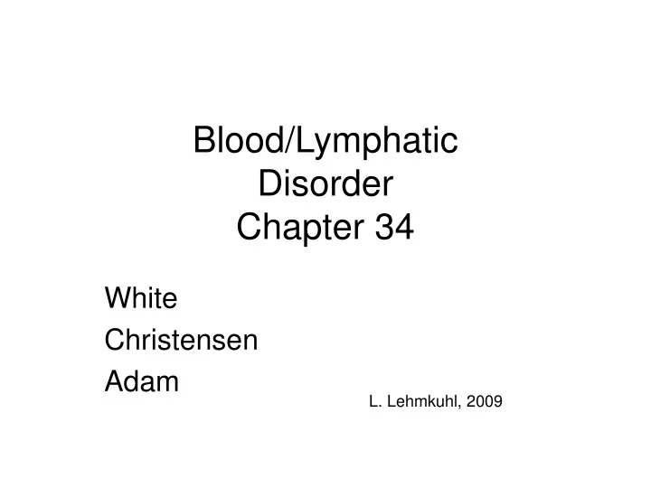 blood lymphatic disorder chapter 34