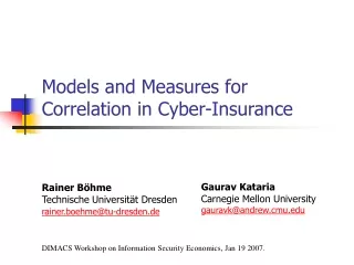 Models and Measures for Correlation in Cyber-Insurance
