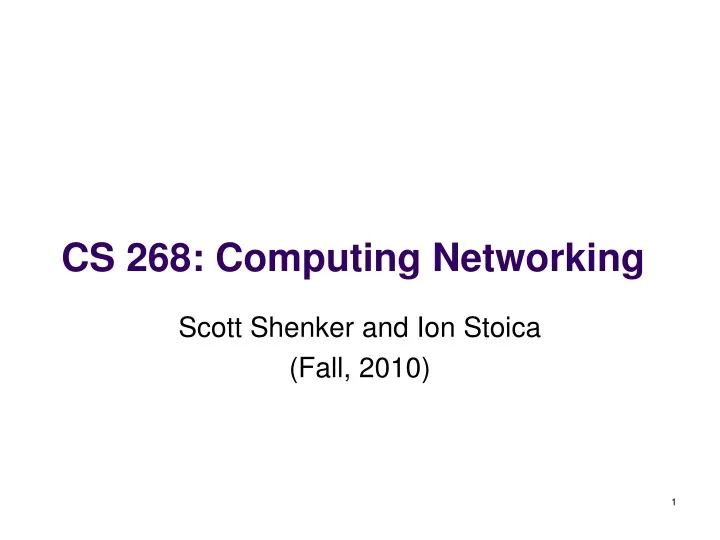 cs 268 computing networking