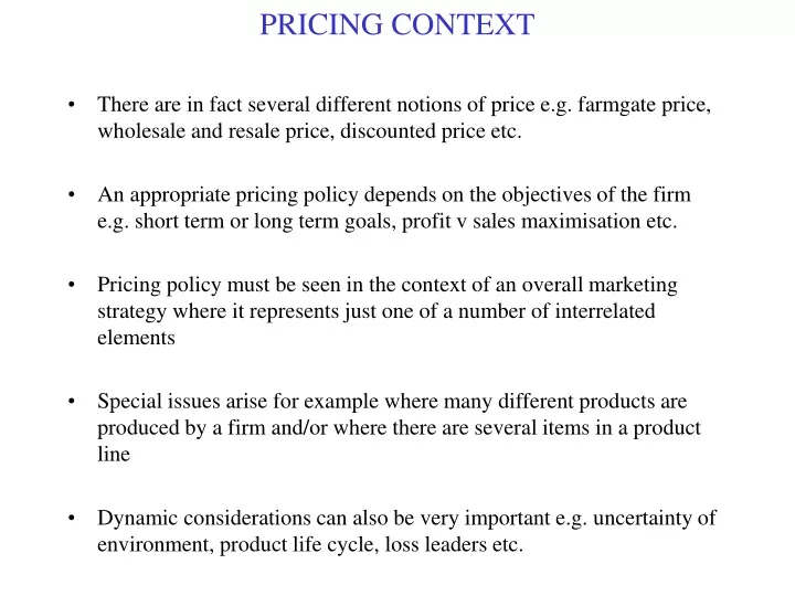 pricing context