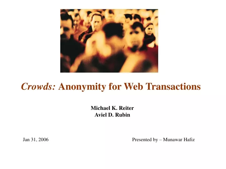 crowds anonymity for web transactions