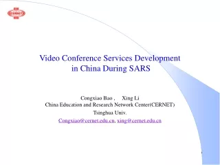Video Conference Services Development  in China During SARS