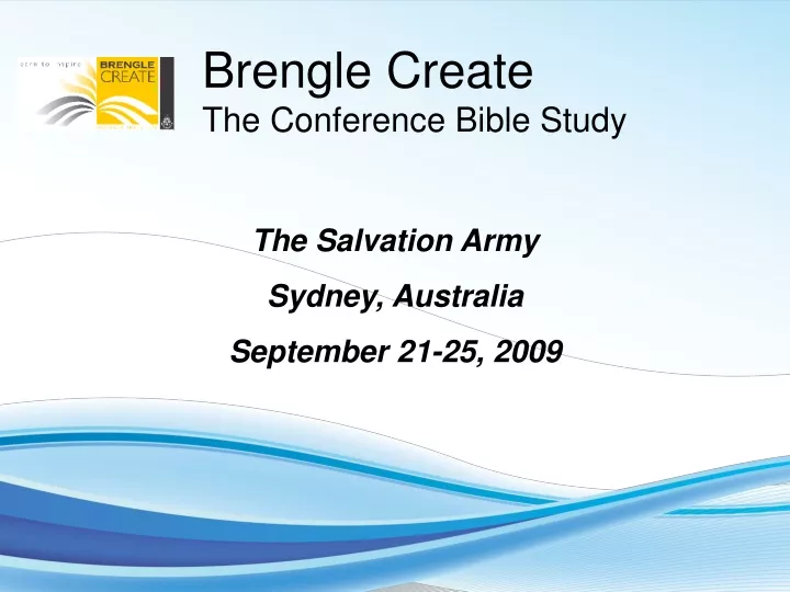 brengle create the conference bible study