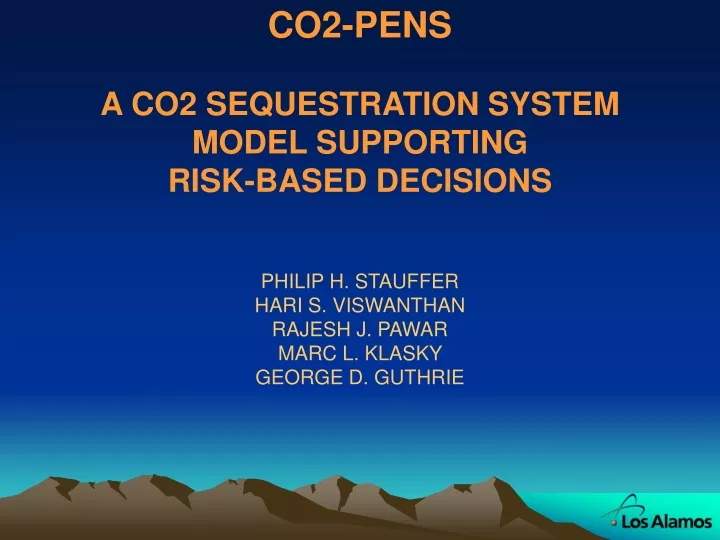 co2 pens a co2 sequestration system model supporting risk based decisions