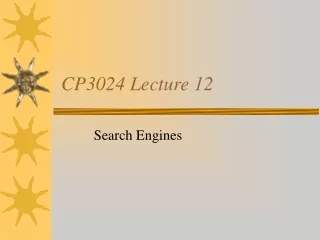 CP3024 Lecture 12