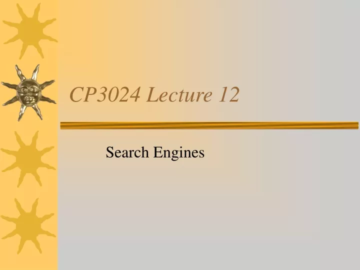 cp3024 lecture 12