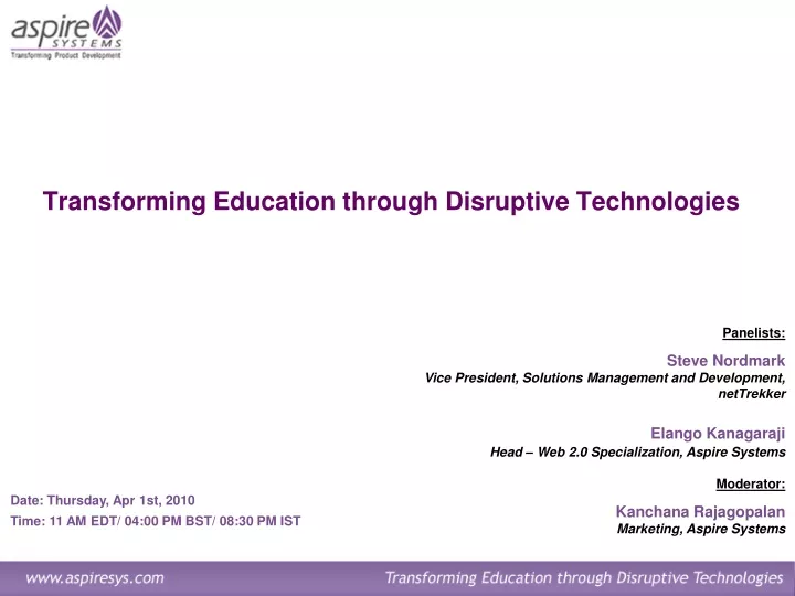 transforming education through disruptive technologies