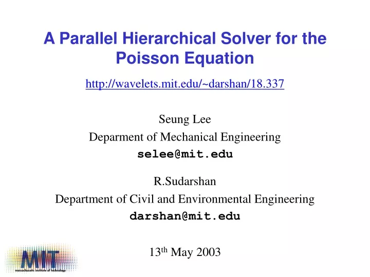 a parallel hierarchical solver for the poisson equation