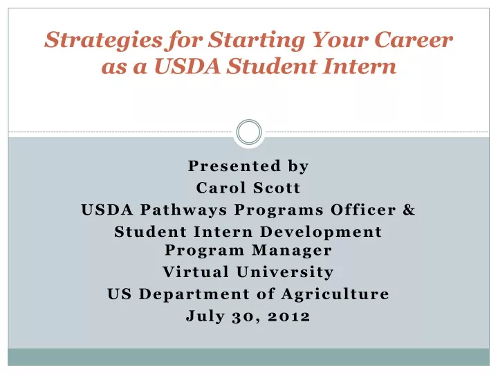 strategies for starting your career as a usda student intern