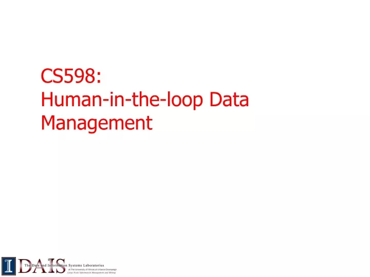 cs598 human in the loop data management