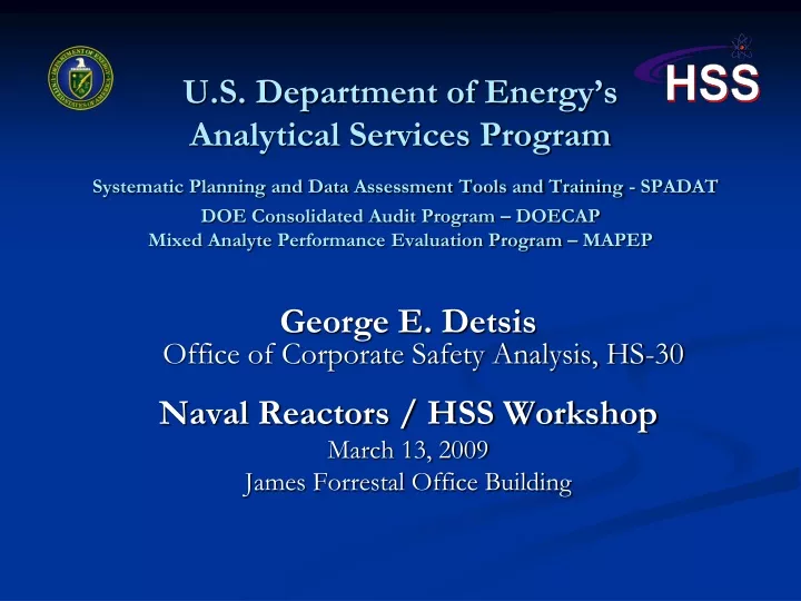 u s department of energy s analytical services