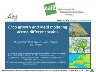 Crop growth and yield modeling across different scales