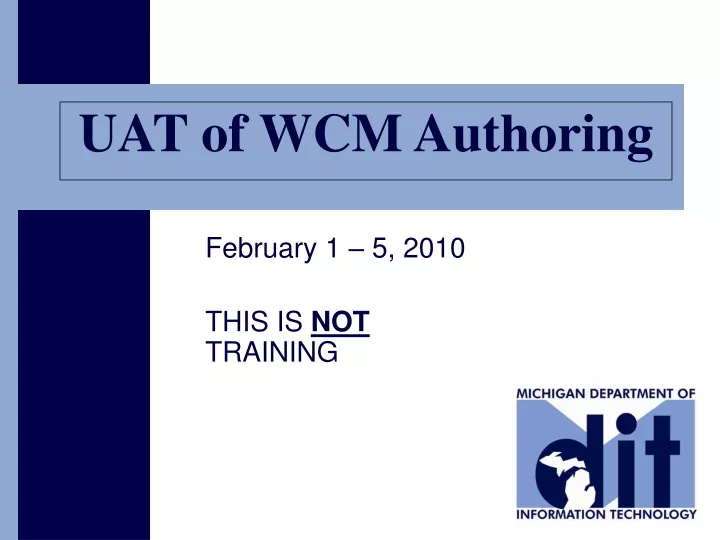 uat of wcm authoring