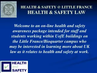 HEALTH &amp; SAFETY @ LITTLE FRANCE HEALTH &amp; SAFETY LAW