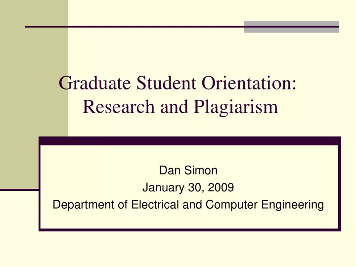 graduate student orientation research and plagiarism