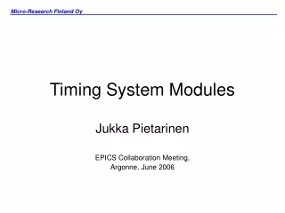 Timing System Modules