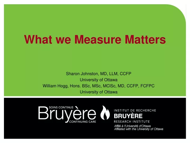 what we measure matters