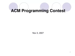 ACM Programming Contest Nov 3, 2007