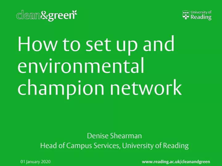 how to set up and environmental champion network