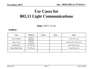 Use Cases for  802.11  Light Communications