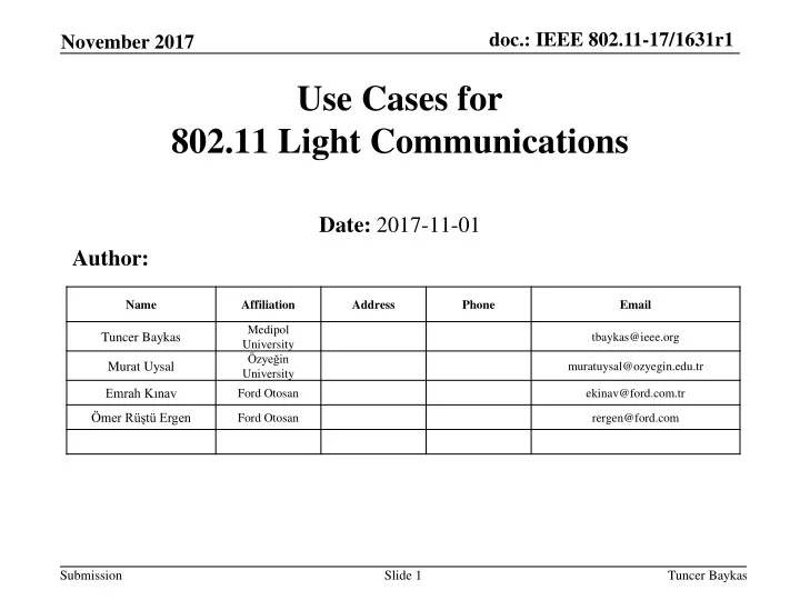use cases for 802 11 light communications