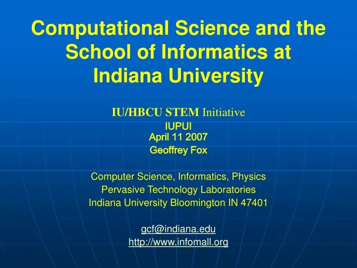 computational science and the school of informatics at indiana university