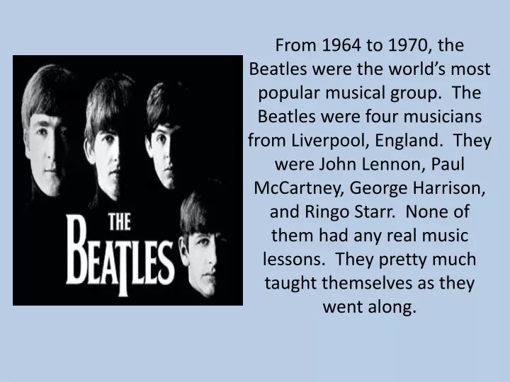 from 1964 to 1970 the beatles were the world