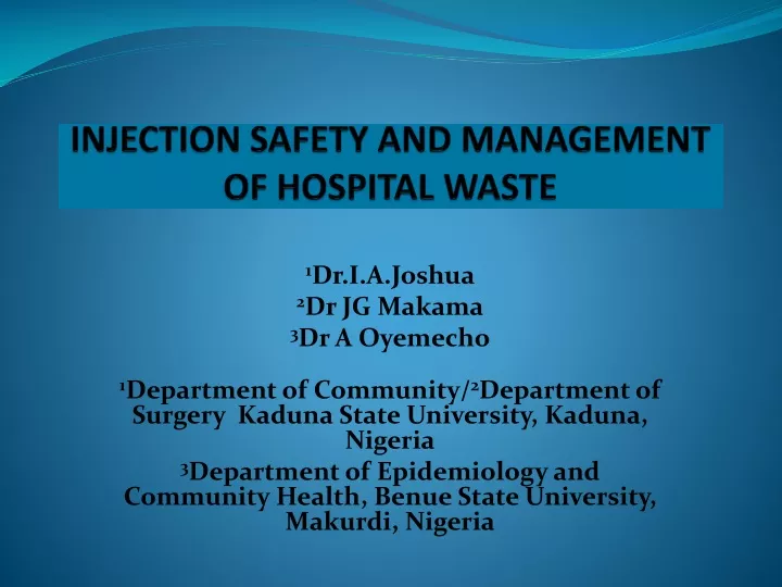 injection safety and management of hospital waste