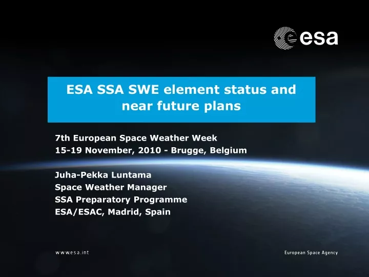 7th european space weather week 15 19 november