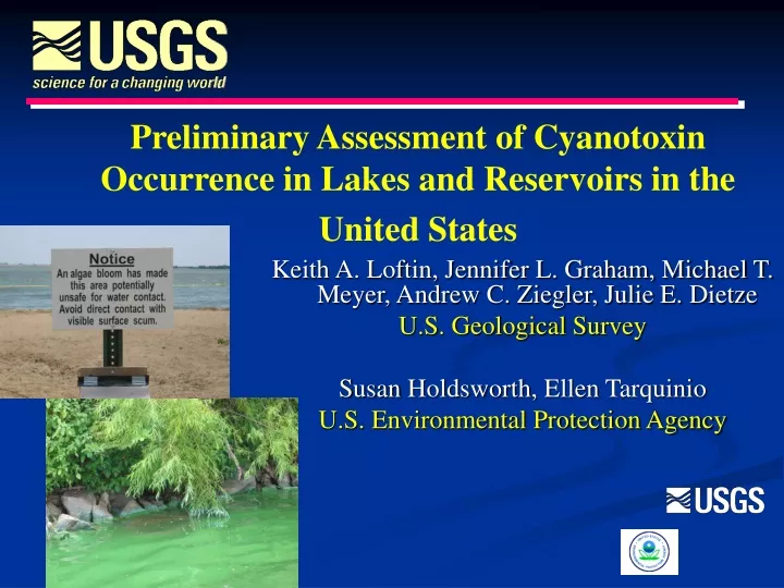 preliminary assessment of cyanotoxin occurrence