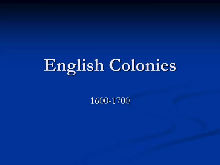 english colonies