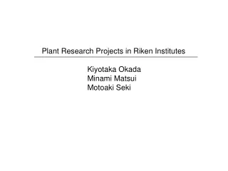 Plant Research Projects in Riken Institutes 		Kiyotaka Okada  		Minami Matsui 		Motoaki Seki