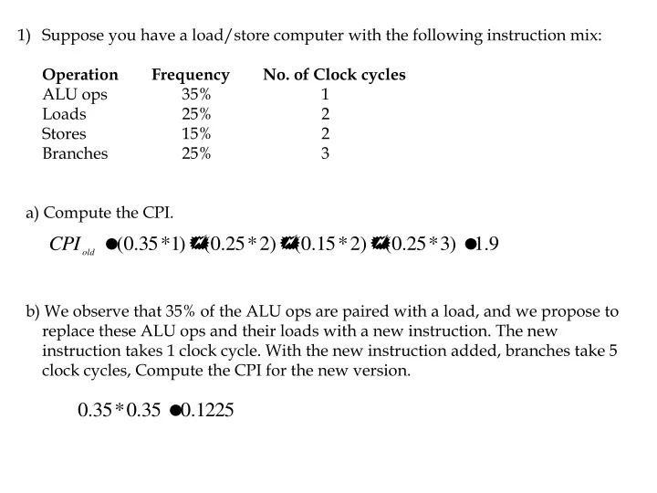 suppose you have a load store computer with