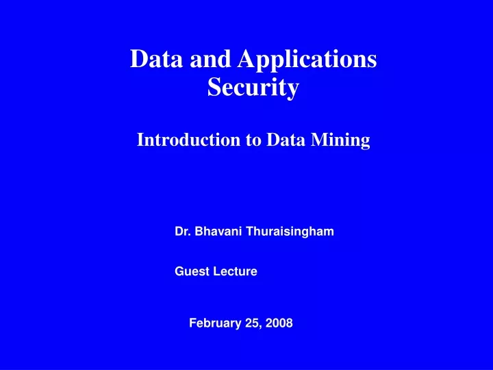 data and applications security introduction