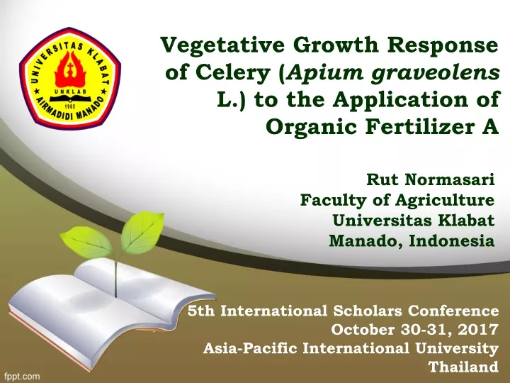 vegetative growth response of celery apium graveolens l to the application of organic fertilizer a