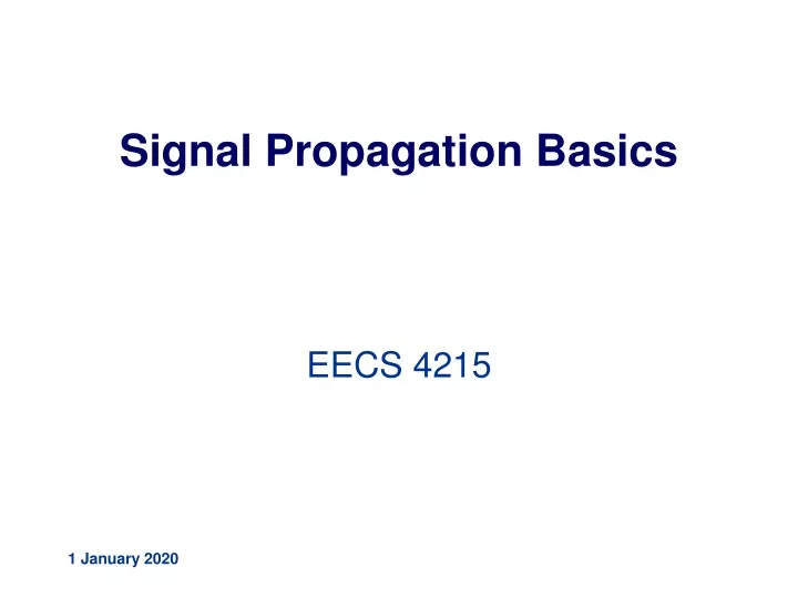 signal propagation basics