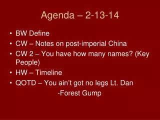 Agenda – 2-13-14