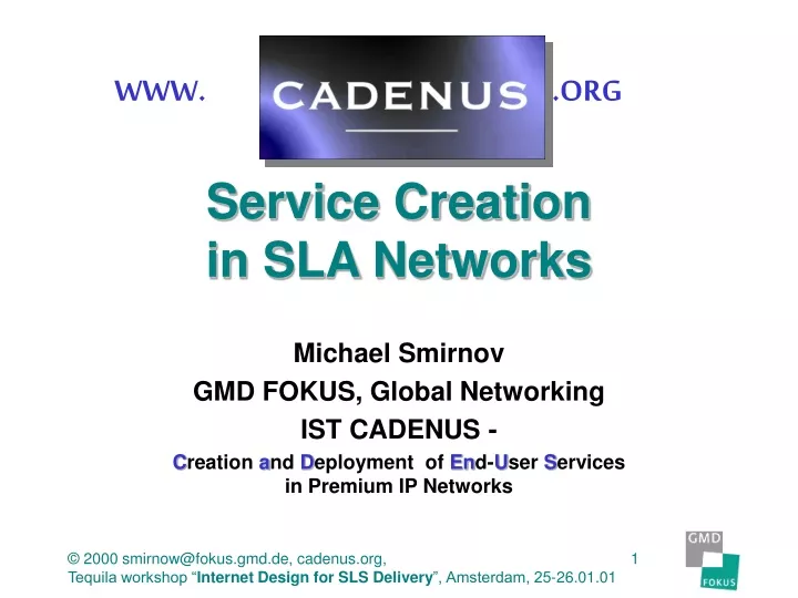 service creation in sla networks