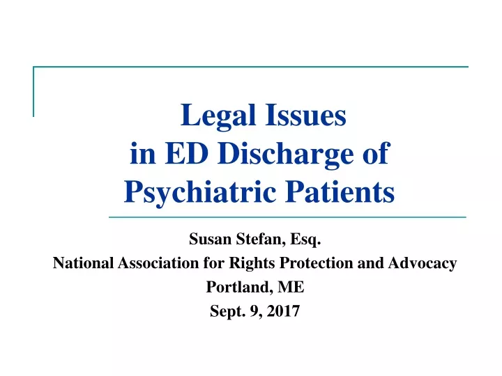 legal issues in ed discharge of psychiatric patients