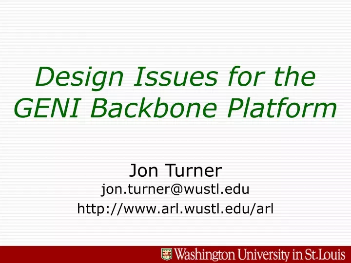 design issues for the geni backbone platform
