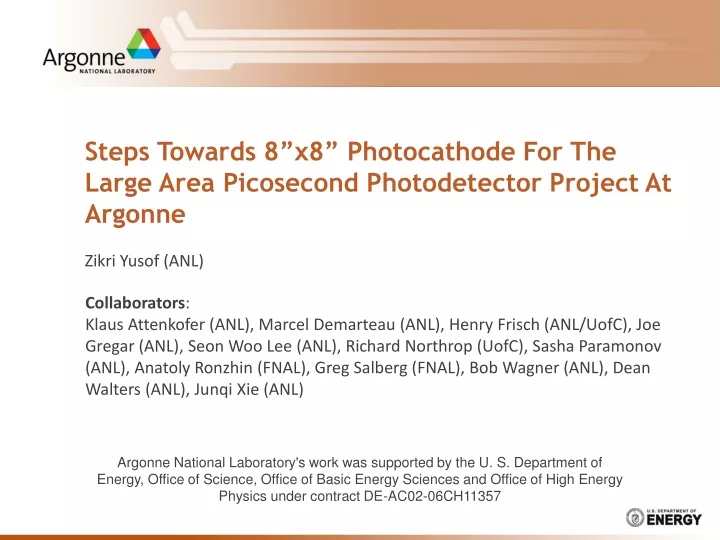 steps towards 8 x8 photocathode for the large area picosecond photodetector project at argonne