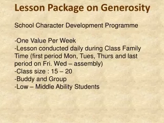 Lesson Package on Generosity