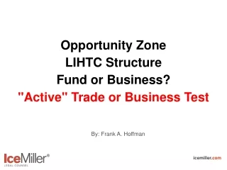 Opportunity Zone  LIHTC Structure Fund or Business? &quot;Active&quot; Trade or Business Test