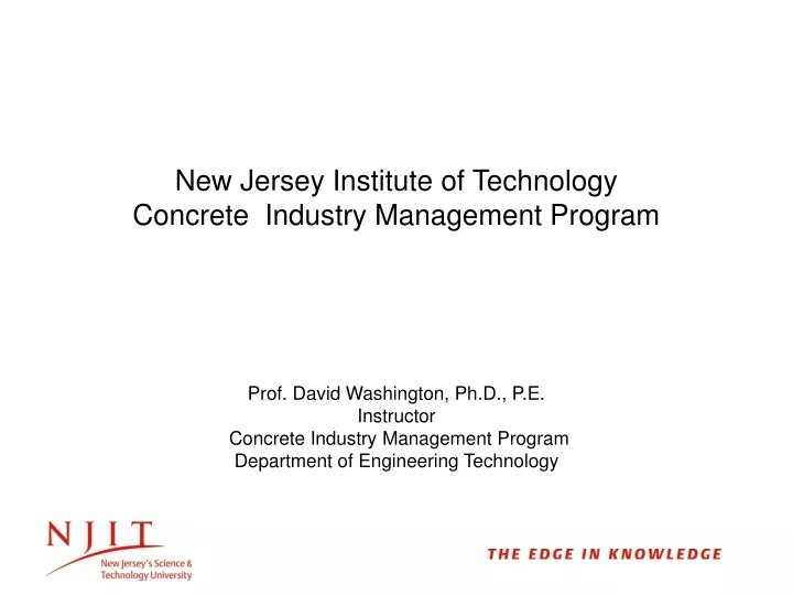 new jersey institute of technology concrete industry management program