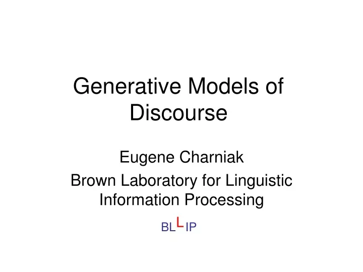 generative models of discourse