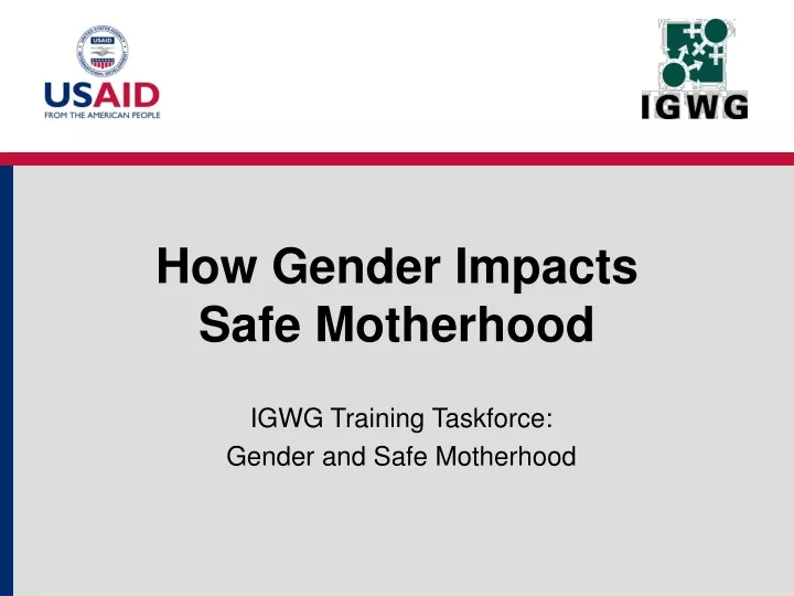 how gender impacts safe motherhood