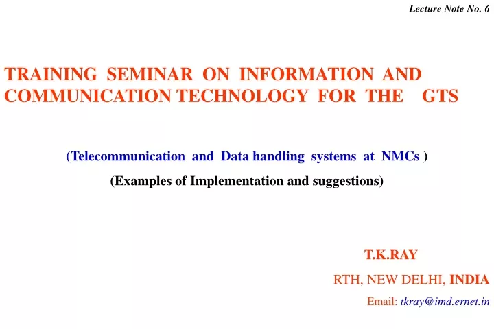 lecture note no 6 training seminar on information