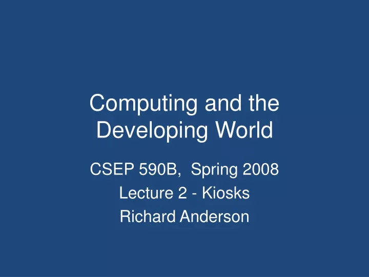 computing and the developing world