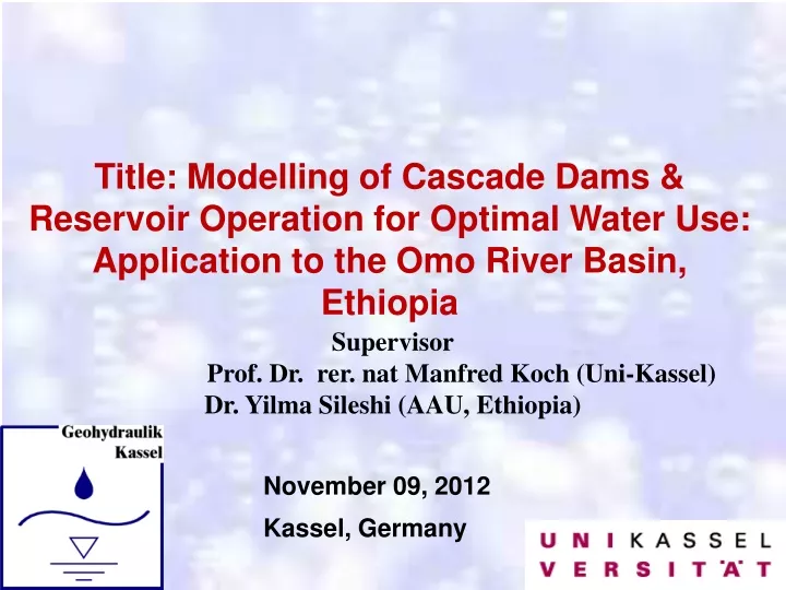 title modelling of cascade dams reservoir